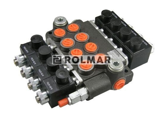 Rozdzielacz hydrauliczny czterosekcyjny sterowany elektrycznie 50L