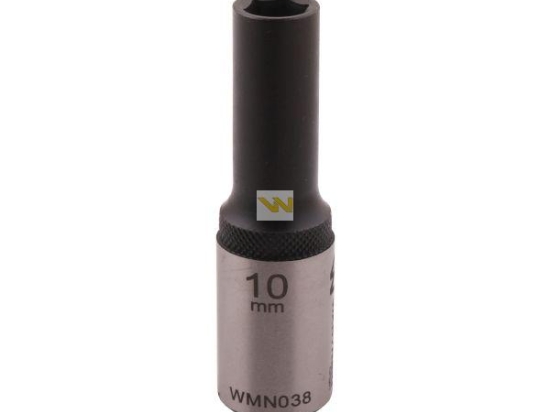 Nasadka sześciokątna 1/2". 10 mm. długa. CrV50BV30. DIN 3124. Waryński