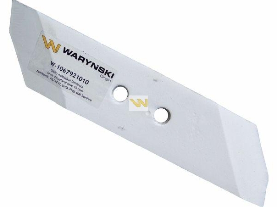 Dłuto nakładka lemiesza lewe dwuotworowe 15 mm zastosowanie VIS/34 XL Unia Pług stal borowa WARYŃSKI