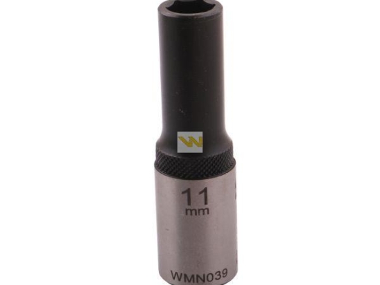 Nasadka sześciokątna 1/2". 11 mm. długa. CrV50BV30. DIN 3124. Waryński