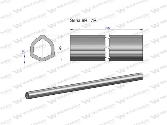 Rura wewnętrzna Seria 6R i 7R do wału 1010 przegubowo-teleskopowego 45x5.5mm 855 mm WARYŃSKI