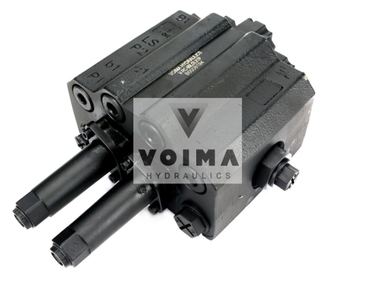 Rozdzielacz hydrauliczny do ładowaczy czołowych (LS - Load Sensing) 2-sekcyjny (1 x sekcja pływająca) max przepływ 90L - sterowany na linkę i joystick VOIMA