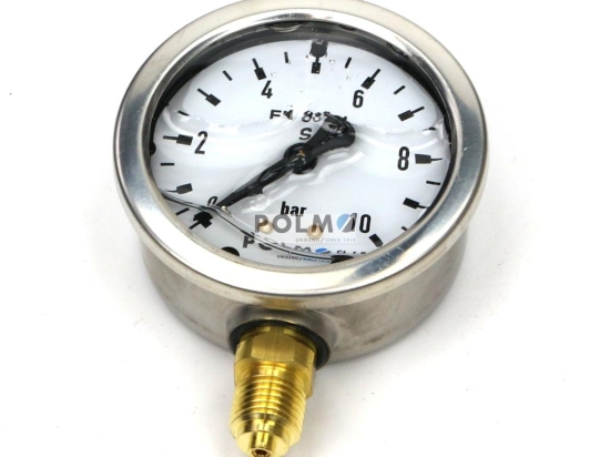 Manometr glicerynowy M63 0-10 bar dolne przyłącze G1/4" POLMO