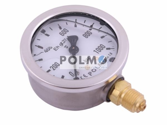 Manometr glicerynowy M63 0-1000 bar dolne przyłącze G1/4" POLMO