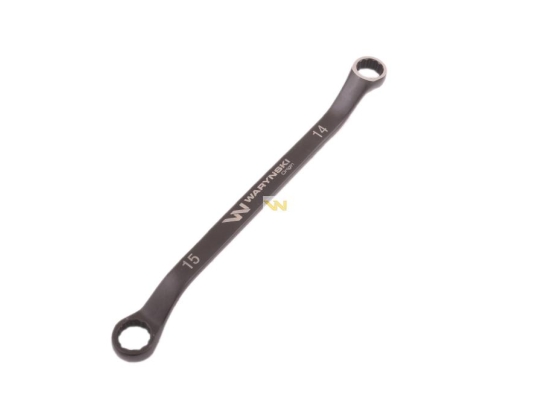 Klucz oczkowy odsadzony 14 x 15 mm. CrV standard ASME B107.9 Waryński