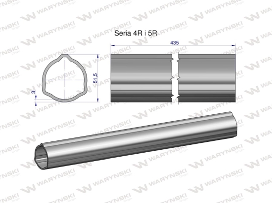 Rura zewnętrzna Seria 4R i 5R do wału 560 przegubowo-teleskopowego 51.5x3 mm 435 mm WARYŃSKI