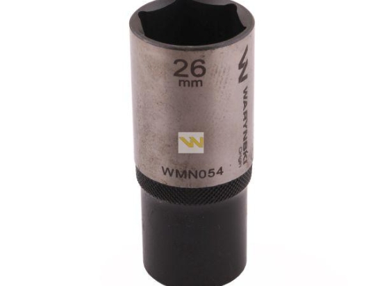 Nasadka sześciokątna 1/2". 26 mm. długa.  CrV50BV30. DIN 3124. Waryński