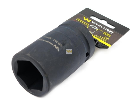 Nasadka udarowa sześciokątna 1"długa. 33 mm. CrMo. DIN 3129 Waryński