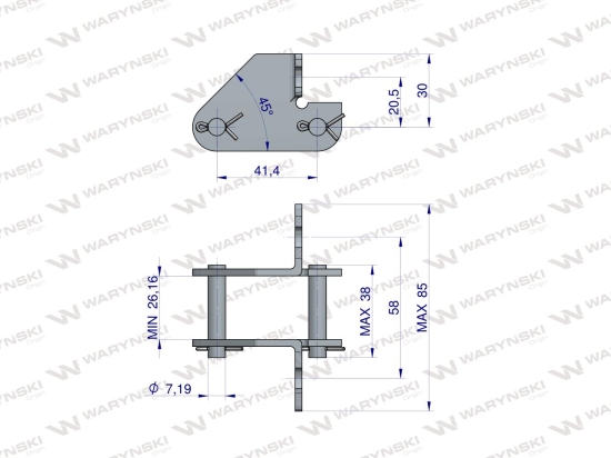 Zamek łańcucha z przyłączem obustronnym CA550F1/SD Waryński ( sprzedawane po 5 )