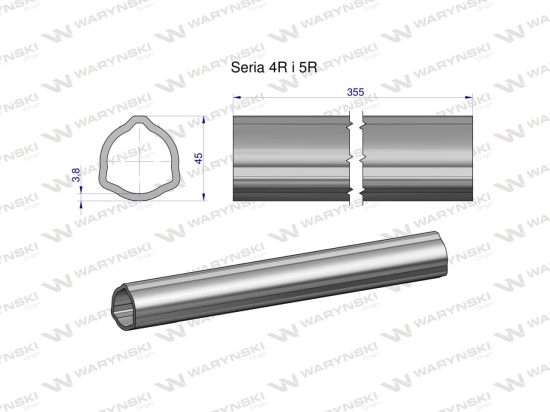 Rura wewnętrzna Seria 4R i 5R do wału 510 przegubowo-teleskopowego 45x3.8 mm 355 mm WARYŃSKI