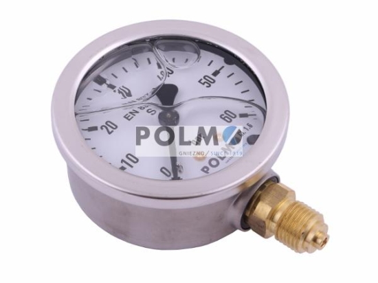 Manometr glicerynowy M63 0-60 bar dolne przyłącze G1/4" POLMO