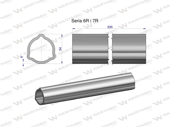 Rura zewnętrzna Seria 6R i 7R do wału 460 przegubowo-teleskopowego 54x4 mm 335 mm WARYŃSKI