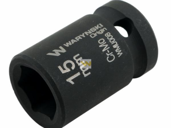 Nasadka udarowa sześciokątna 1/2". 15 mm. CrMo. DIN 3129. Waryński