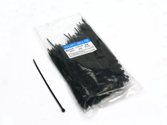 Opaski kablowe 2.5 x 100mm 200 szt w worku  czarne odporne na UV