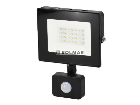 Naświetlacz. Lampa LED SMD 230V 20W 6500K 1660LM IP65 CZARNY Z CZUJNIKIEM RUCHU