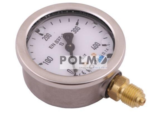 Manometr glicerynowy M63 0-400 bar dolne przyłącze G1/4" POLMO