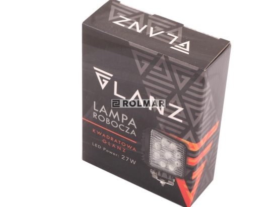 Lampa robocza kwadratowa 27W 9 LED GLANZ