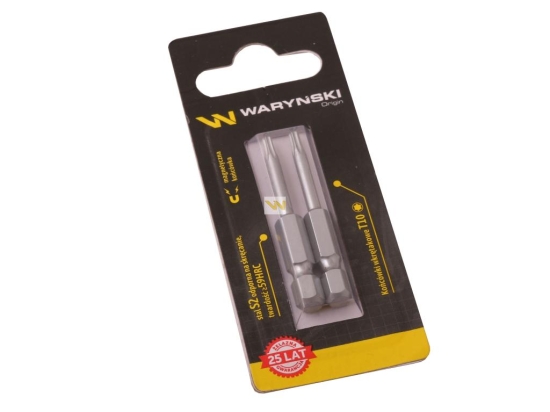 Końcówki wkrętakowe bity T10 50mm Waryński komplet w blistrze dwusztukowym