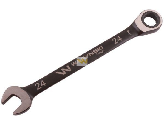 Klucz płasko-oczkowy 24 mm z grzechotką 72 zęby standard ASME B107-2010 Waryński