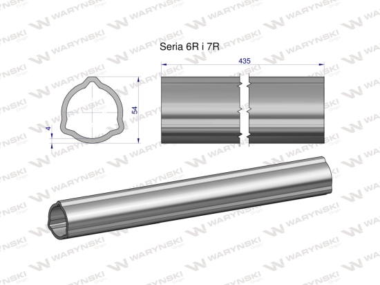Rura zewnętrzna Seria 6R i 7R do wału 560 przegubowo-teleskopowego 54x4 mm 435 mm WARYŃSKI