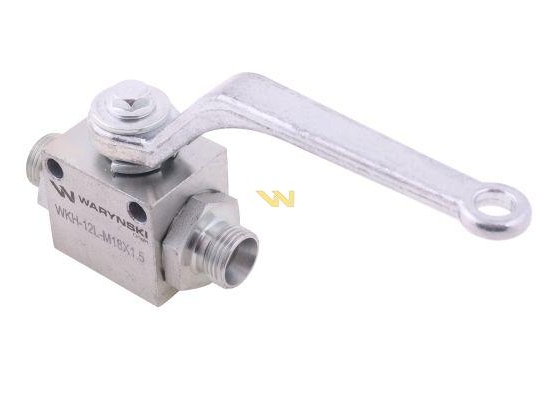 Zawór kulowy hydrauliczny 2-drogowy 2/2 M18x1.5 12L z otworami mocującymi 500 bar Waryński