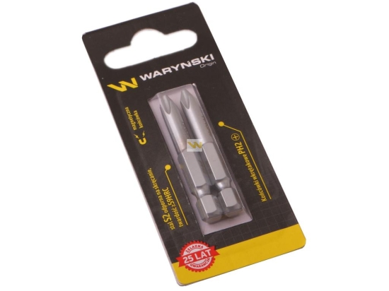 Końcówki wkrętakowe bity PH2 50mm Waryński komplet w blistrze dwusztukowym