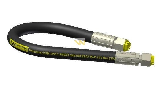 Przewód hydrauliczny ( płasko kulisty) gwint M22x1.5 proste L-3650mm DN12-1SN 73211600100 Przyczepa (AA-13-3650; P11P11) 16MPa Waryński