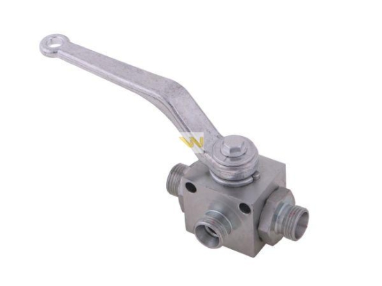 Zawór kulowy hydrauliczny 3-drogowy 3/2 M18x1.5 12L z otworami mocującymi 500 bar Waryński