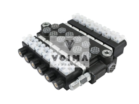 Rozdzielacz hydrauliczny 6-sekcyjny sterowany elektrycznie 12V 40L VOIMA