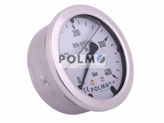 Manometr glicerynowy M63 0-400 bar tylne przyłącze G1/4" POLMO