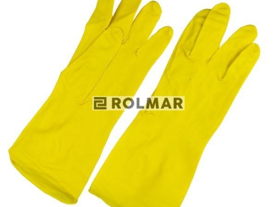 Rękawice ochronne gumowe flokowane żółte M 50g ogólne prace mechaniczne oraz rolnictwo i ogrodnictwo ( sprzedawane po 12 )