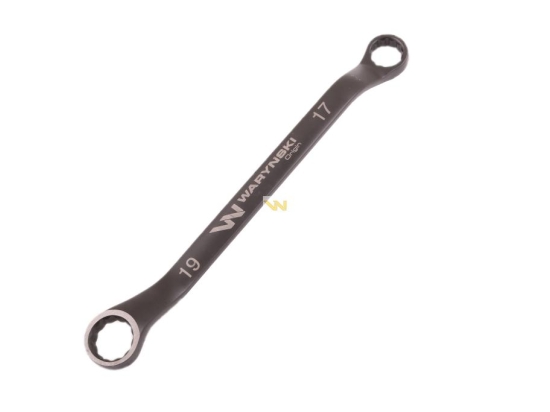 Klucz oczkowy odsadzony 17 x 19 mm. CrV standard ASME B107.9 Waryński