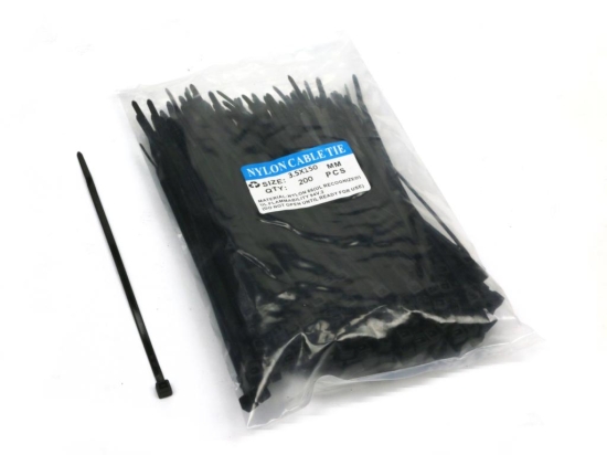 Opaski kablowe 3.5 x 150mm 200 szt w worku  czarne odporne na UV