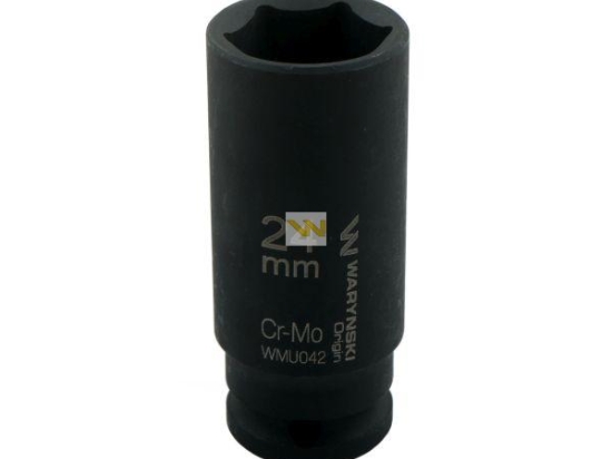 Nasadka udarowa sześciokątna długa 1/2". 24 mm. CrMo. DIN 3129. Waryński