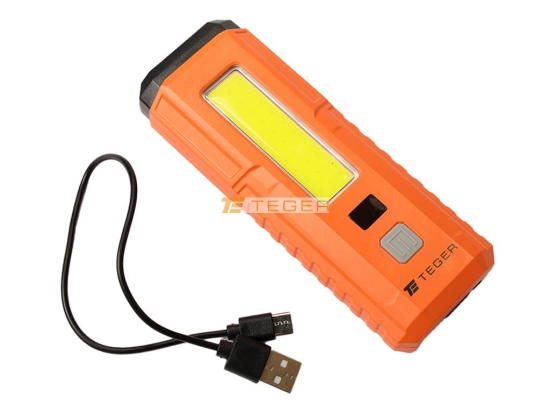Latarka uniwersalna LED COB,ładowana USB z funkcją warsztatową, cyfrowym wyświetlaczem naładowania i powerbank 2400 mAh XPS 300 lm Teger