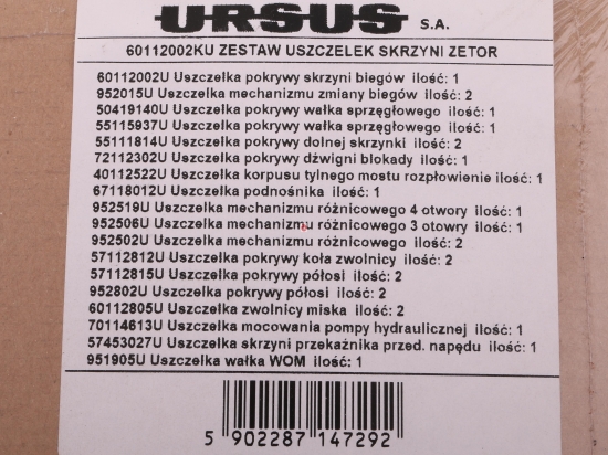 Komplet ( zestaw ) uszczelek skrzyni / mostu ZETOR ORYGINAŁ URSUS