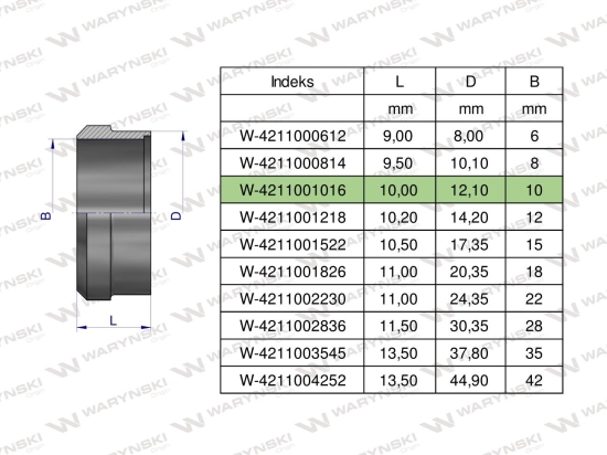 Pierścień zacinający hydrauliczny (DPR10L/S) 10L/10S Waryński ( sprzedawane po 20 )