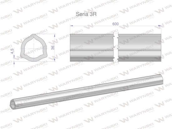 Rura wewnętrzna Seria 3R do wału 760 przegubowo-teleskopowego 36x4.5 mm 605 mm WARYŃSKI