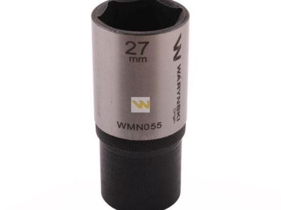 Nasadka sześciokątna 1/2". 27 mm. długa. CrV50BV30. DIN 3124. Waryński