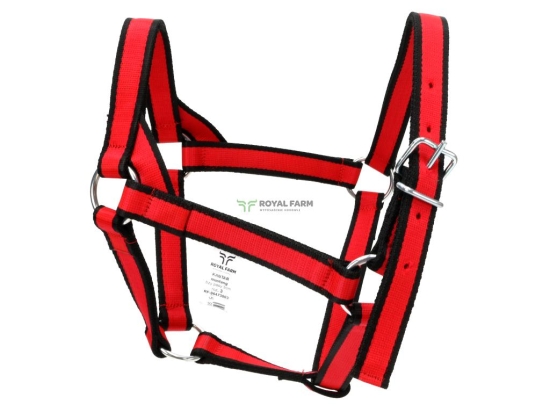 Kantar mustang, trzy pasy 3cm mocny roz 2 czerwono-czarny, Royal Farm