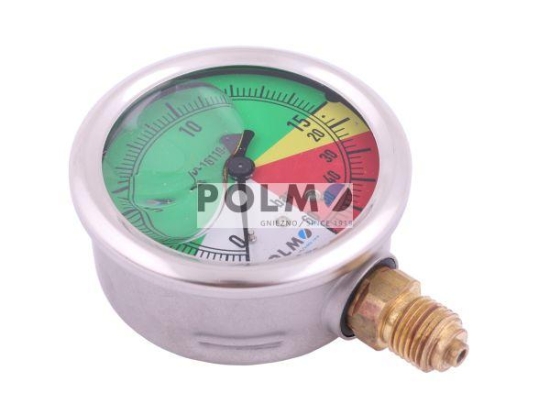 Manometr glicerynowy M63 0-15/60 bar gwint G1/4" dolne przyłącze. obudowa kwasoodporna. Opryskiwacz POLMO