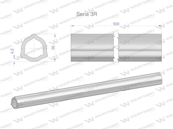 Rura wewnętrzna Seria 3R do wału 660 przegubowo-teleskopowego 36x4.5 mm 505 mm WARYŃSKI