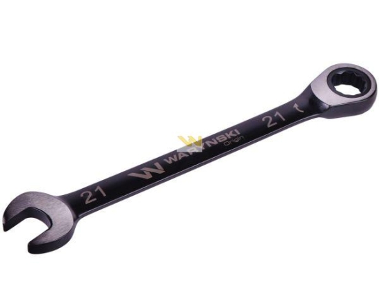 Klucz płasko-oczkowy 21 mm z grzechotką 72 zęby standard ASME B107-2010 Waryński