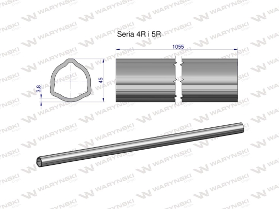 Rura wewnętrzna Seria 4R i 5R do wału 1210 przegubowo-teleskopowego 45x3.8 mm 1055 mm WARYŃSKI