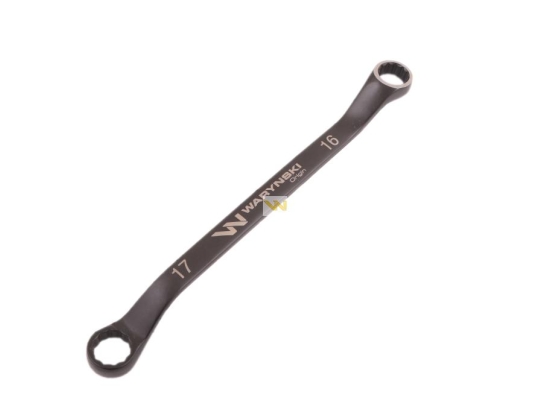 Klucz oczkowy odsadzony 16 x 17 mm. CrV standard ASME B107.9 Waryński