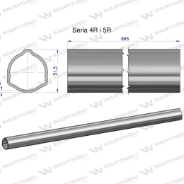 Rura zewnętrzna Seria 4R i 5R do wału 1010 przegubowo-teleskopowego 51.5x3 mm 885 mm WARYŃSKI