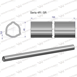 Rura wewnętrzna Seria 4R i 5R do wału 860 przegubowo-teleskopowego 45x3.8 mm 705 mm WARYŃSKI