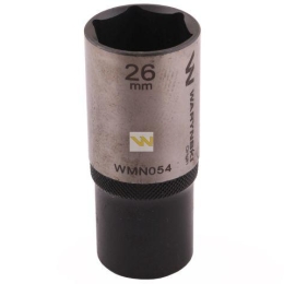 Nasadka sześciokątna 1/2". 26 mm. długa.  CrV50BV30. DIN 3124. Waryński