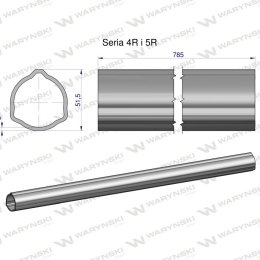 Rura zewnętrzna Seria 4R i 5R do wału 910 przegubowo-teleskopowego 51.5x3 mm 785 mm WARYŃSKI