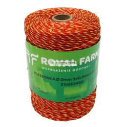 Plecionka, do elektryzatora 2mm, 3x0,16mm SS żółto-pomarańczowa 400m, Royal Farm